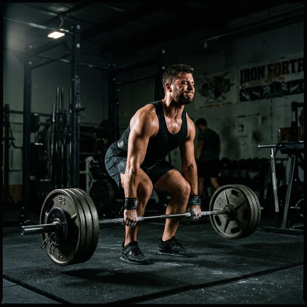 Athlete lifting in a strength-training environment